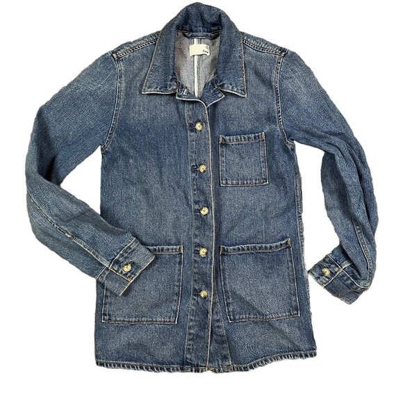 Aritzia Wilfred Free Abigail Shacket Workwear Chore Coat Denim Jacket XX-Small - Picture 1 of 6